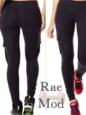 Rae Mode Black Cargo Leggings Buttery Soft Size Large Athleisure